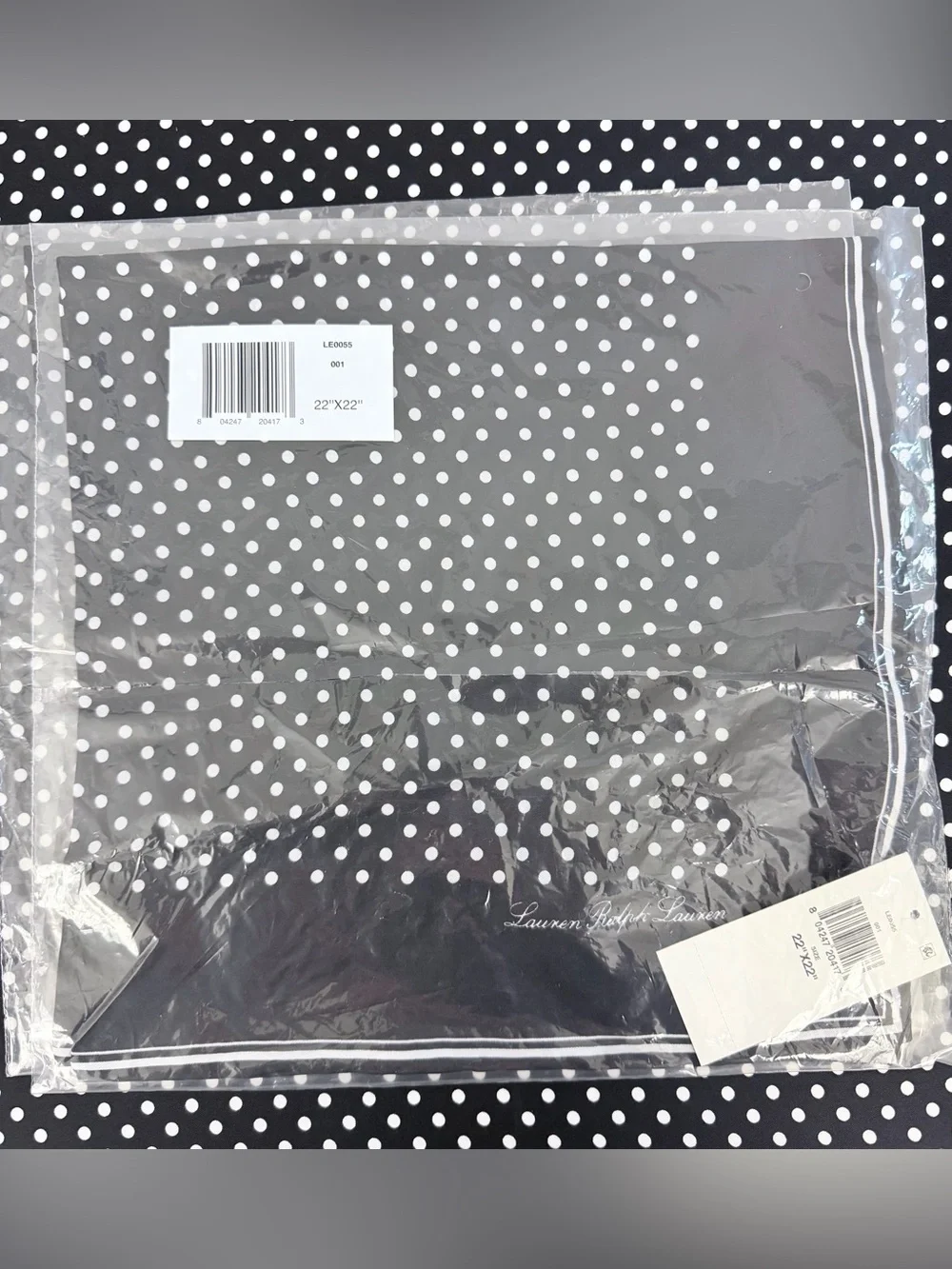 Lauren Ralph Lauren Black & White Polka Dot Silk Scarf/Twillie 22”x 22” Square